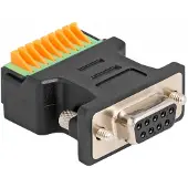DeLOCK D-Sub 9 Buchse zu Terminalblock Adapter mit Drucktaster, D-Sub 9 pin, 9 pin terminal block, Schwarz