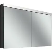 Schneider LOW plus LED-Spiegelschrank, 2 Türen 65/65cm, 1295x120x747mm, Beleuchtung oben, 172.130.02.44, Ausführung: EU-Norm/Korpus schwarz matt/4000K