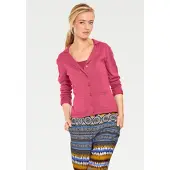 HEINE Strickjacke "Feinstrickjacke Feinstrickjacke mit Reverskragen", Damen, Gr. 48, rosa (pink), Modisch, Strickjacken Strickjacke