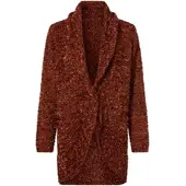 HEINE Strickjacke "Strickmantel Longstrickjacke aus Chenille", Damen, Gr. 40, braun (rotbraun), Single-Jersey, , Modisch, V-Ausschnitt, Strickjacken Strickjacke