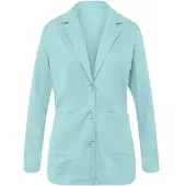 Sieh an! Sweatblazer SIEH AN "Shirtblazer Sweatblazer am Ärmel gerafft", Damen, Gr. 46, blau (mint), JerseySweatware, , Basic, Blazer Sweatblazer