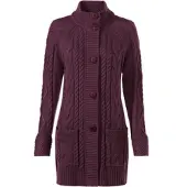 Witt Strickjacke "Strickjacke Longstrickjacke mit Einstrickmuster", Damen, Gr. 36, lila (burgund), Modisch, Strickjacken Strickjacke