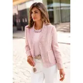 Witt Blusenblazer "Bouclé-Blazer Bouclé-Blazer mit Futter", Damen, Gr. 48, bunt (hellrosé, gemustert), Bouclé, , Elegant, Blazer Blusenblazer