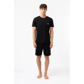 FILA Pyjama "MAN JERSEY PYJAMAS", Herren, Gr. S, Jersey, schwarz, Jersey, Obermaterial: 100% Baumwolle, bequem kurz, Rundhals, Homewear-Sets Pyjama, aus Baumwolle in Jersey-Qualität, sportlicher Stil