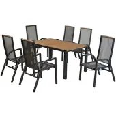 Merxx Garten-Essgruppe "»Tilos«", grau (graphit, graphit, graphit), Akazienholz FSC 100%, Sitzmöbel-Sets, Garten-Essgruppe, Rückenlehne verstellbar durch Gasdruckfeder