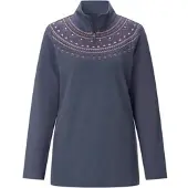 Sieh an! Trainingsshirt SIEH AN "Freizeit-Sweatshirt Sweatshirt", Damen, Gr. 50, blau (rauchblau), Sportlich, Shirts Trainingsshirt