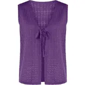 Sieh an! Strickweste SIEH AN "Strickweste Strickweste", Damen, Gr. 42, lila, Strick, , Basic, V-Ausschnitt, Westen Strickweste