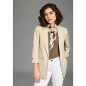 Laura scott Longblazer , Damen, Gr. 44, beige, Web, Obermaterial: 90% Polyester, 10% Elasthan. Futter: 100% Polyester, unifarben, figurumspielend, Blazer Longblazer, mit Knopf am Ärmel