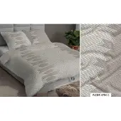 Karo Satin Baumwollsatin Bettwäsche 160x200 cm Beige Geometrisch