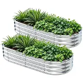Sonstiges Hochbeet Metall 180x90x29 cm Verzinkter Stahl 2 Stück Oval
