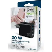 Gembird Pdqc30lcd Usb-a Und Usb-c Wandladegerät