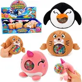 Lean Toys Pinguin-Schweinswal, zusammendrückbares Plüschtier mit Wasserbällen, 6 cm