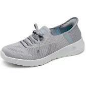 SKECHERS Damen Go Walk Joy Abby Turnschuhe, Gray Textile/Trim, 38 EU