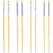 Excellent houseware Bambus-Essstäbchen-Set: 4 wiederverwendbar für Sushi und Asiatisches