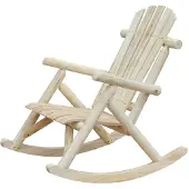 Outsunny Schaukelstuhl Schwingsessel Gartenstuhl Schaukel Stuhl Tannenholz Natur