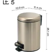 Gedy Treteimer mit Deckel, 5 l, mattgold
