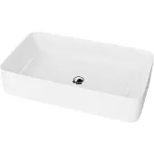 Domino LAVITA Aufsatzwaschtisch Pasana| Aufsatzwaschbecken Rechteckig | Waschbecken Ohne Überlauf und Hahnloch | Aus hochwertigem Porzellan | Waschtisch | 60,5x34x11 cm | Weiß Glanz