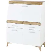 Freiraum Sekretär Bürotisch Schreibtisch "Secret I" weiß matt / Eiche Altholz Nachbildung