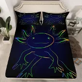 Merkloos Elzusha – Schlafset mit Axolotl-Motiv für Kinder, inklusive Spannbettlaken