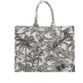 Merkloos Große Handtasche mit Blumenstickerei, Retro Stil
