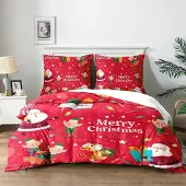 Sonstiges Weihnachts Bettwäsche Set 3-teilig 140x200cm mit 2 Kissenbezügen 65x65cm Rentier Motiv