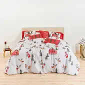 Merkloos Omgoods – Weihnachtliches Bettwäsche-Set mit Knöpfen, 240 x 220 cm