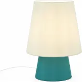 Relaxdays Tischlampe, Leinen, HxD: 36 x 28 cm, E27, Tischleuchte mit Kabel, Wohn-, Schlafzimmer, Stofflampe, grün/salbei