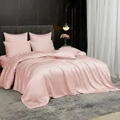Merkloos Omgoods – Bambus-Bettwäsche-Set, 135x200 cm, Hellrosa, antibakteriell