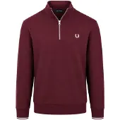 Fred perry für Herren. M3574 Sweatshirt mit halblangem Reißverschluss in Bordeaux (XXL), Lässig, Baumwolle