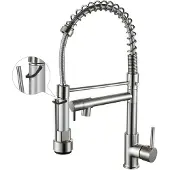 Sonstiges Küchenarmatur mit herausziehbarem Brausekopf, Hochbogen, Einhebelarmatur, gebürstetes Nickel