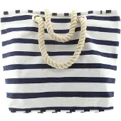OEM Große Strandtasche XL, 54x37x17cm, weiß/blau, mit Innenfach