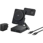 Baseus 3-in-1-Wireless-Ladegerät PicoGo AF21, Qi2.2, 35 W, mit 45-W-Netzteil, Schwarz