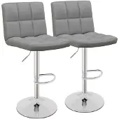 RELAX4LIFE Barhocker Höhenverstellbar 360° Drehbar Grau Kunstleder mit Fußstütze