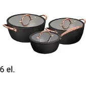 MG HOME Rose Gold Aluminiumtopf-Set 6-teilig mit Glasdeckeln