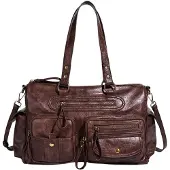 Merkloos Retro-Handtasche aus Kunstleder mit Reißverschluss für Damen