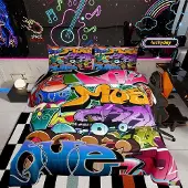 Merkloos Graffiti-Bettwäsche-Set für Jungen und Mädchen