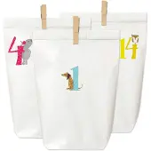 Merkloos DIY-Adventskalender – Beutel zum Befüllen – 24 Stück – Zahlenaufkleber und Holzclips