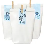 Merkloos Adventskalender zum Selbstgestalten – DIY-Set – 24 Papierbeutel – Zahlensets – Holzclips – Weihnachtsmotive