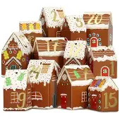 Merkloos Adventskalender-Häuschen zum Befüllen – DIY-Bastelarbeiten – Lebkuchenhäuschen – 24 Faltschachteln – Wiederverwendbar