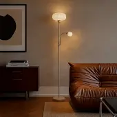 LINDBY Stehleuchte Ingrid, beige/weiß, 175 cm, Leselicht