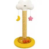 OEM 3-in-1 Kratzbaum mit Sisalstamm, Spielzeug und Rollbällen, gelb