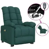 vidaXL Elektrischer Massagesessel Dunkelgrün Stoff