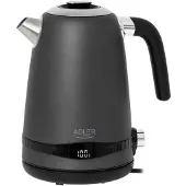 Adler AD 1295 grauer 1,7-l-Metallwasserkocher mit LCD- und Temperaturregelung
