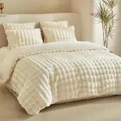 Merkloos Beige Flanell-Bettwäsche-Set, 240x220 cm, mit zwei Kopfkissenbezügen, 50x80 cm