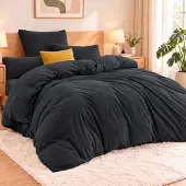 Merkloos Warmer Fleece-Bettbezug-Set, 200x200 cm, 3-teilig, in Anthrazit