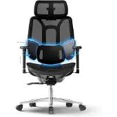 Merkloos Ergonomischer Bürostuhl mit 3-Zonen-Lendenwirbelstütze, 3D-Kopfstütze und 3D-Armlehnen, schwarz