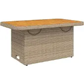 Merkloos Gartentisch – Polyrottan – Akazienholz – 90 x 55 cm – Beige