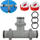 Markenlos 3-Wege T-Stück Schlauchverbinder 38 mm für Pool Wasserkreislauf Grau