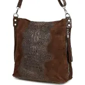 Vera Pelle Dunkelbraune Wildleder Ledertasche Shopper W10
