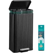 Songmics Mülleimer Küche, 50 L Tretmülleimer, Softclose, aus Stahl – Schwarz